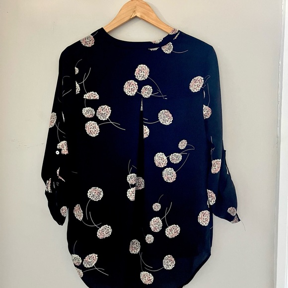 Daniel Rainn Black Floral Chiffon Blouse Top Size Small - Picture 5 of 7